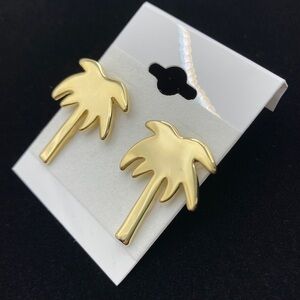 MARIE JENNIFER Signed MJ Gold Palm Tree Post Pierced Earrings